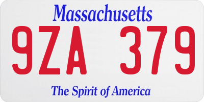 MA license plate 9ZA379