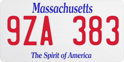 MA license plate 9ZA383