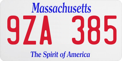 MA license plate 9ZA385