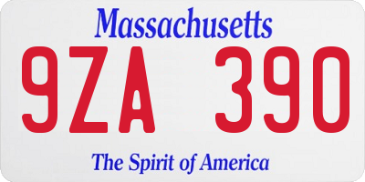 MA license plate 9ZA390