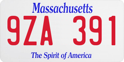 MA license plate 9ZA391