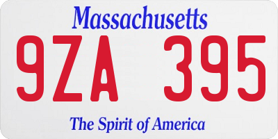 MA license plate 9ZA395