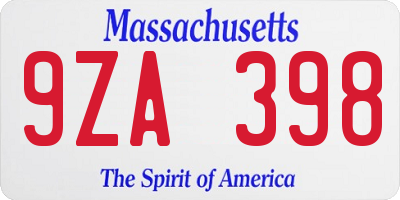 MA license plate 9ZA398