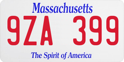 MA license plate 9ZA399