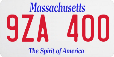 MA license plate 9ZA400