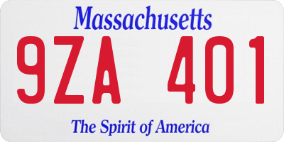 MA license plate 9ZA401