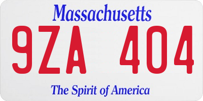MA license plate 9ZA404