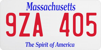 MA license plate 9ZA405