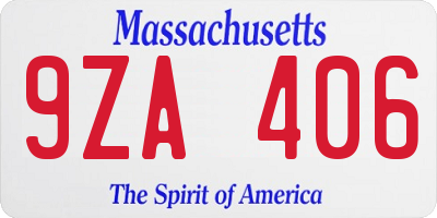 MA license plate 9ZA406
