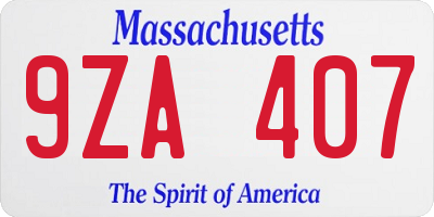 MA license plate 9ZA407