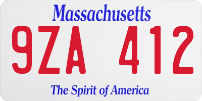 MA license plate 9ZA412