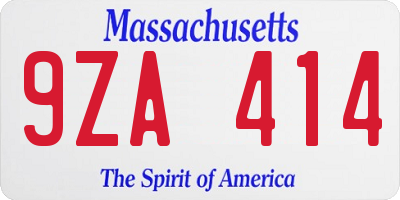MA license plate 9ZA414