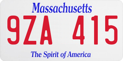 MA license plate 9ZA415