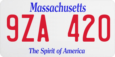 MA license plate 9ZA420