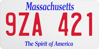 MA license plate 9ZA421