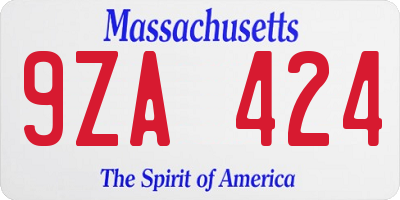 MA license plate 9ZA424