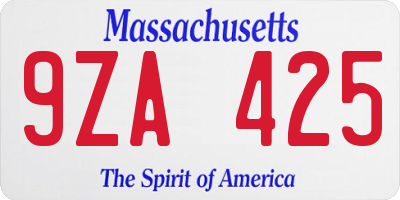 MA license plate 9ZA425