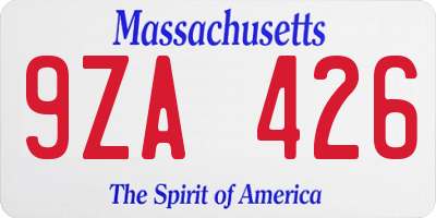 MA license plate 9ZA426