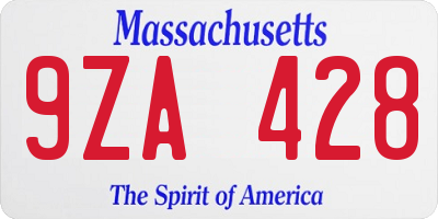 MA license plate 9ZA428