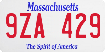 MA license plate 9ZA429