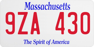 MA license plate 9ZA430