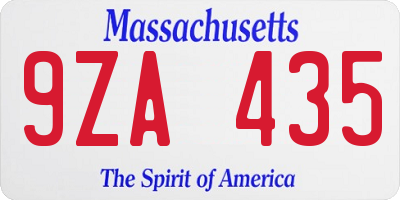 MA license plate 9ZA435