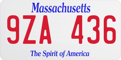 MA license plate 9ZA436
