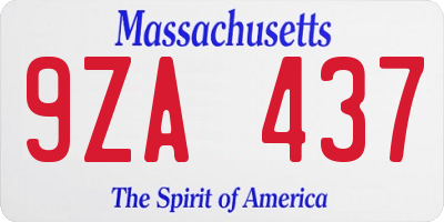 MA license plate 9ZA437