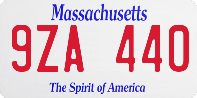 MA license plate 9ZA440