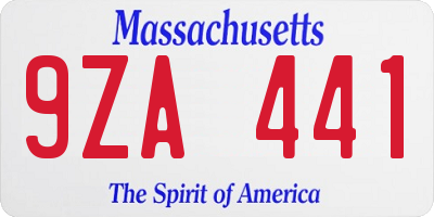 MA license plate 9ZA441