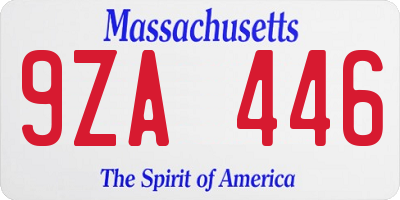 MA license plate 9ZA446