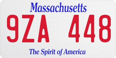 MA license plate 9ZA448