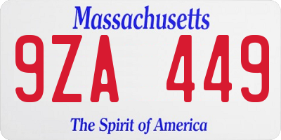 MA license plate 9ZA449