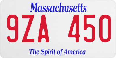 MA license plate 9ZA450