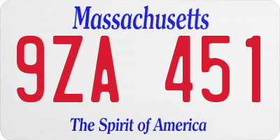 MA license plate 9ZA451