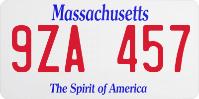MA license plate 9ZA457