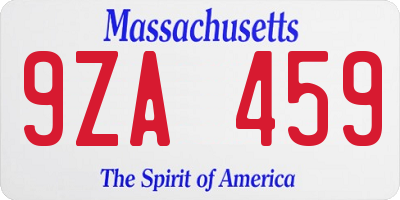 MA license plate 9ZA459