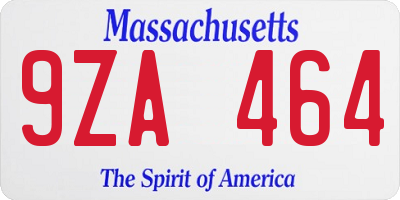 MA license plate 9ZA464