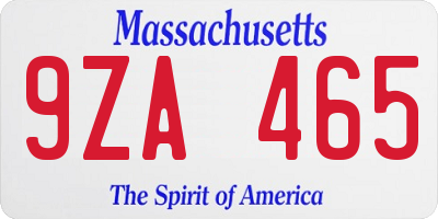 MA license plate 9ZA465