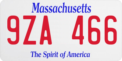 MA license plate 9ZA466