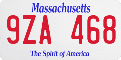 MA license plate 9ZA468