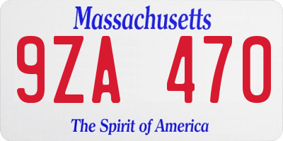 MA license plate 9ZA470