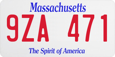 MA license plate 9ZA471