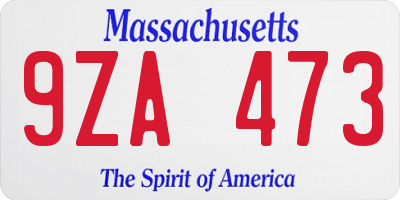 MA license plate 9ZA473