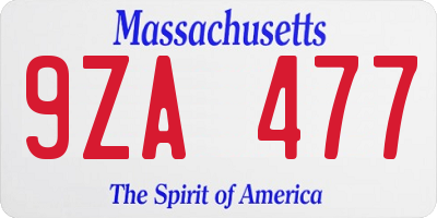 MA license plate 9ZA477