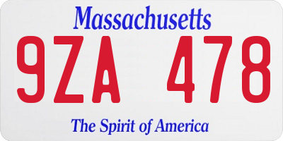 MA license plate 9ZA478