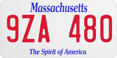 MA license plate 9ZA480