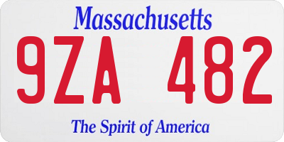 MA license plate 9ZA482
