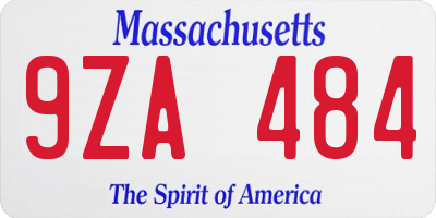 MA license plate 9ZA484