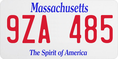 MA license plate 9ZA485